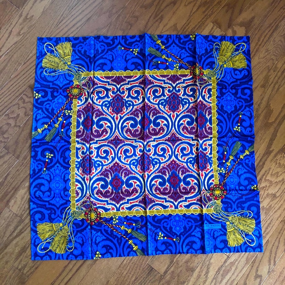 Jean Patou designer, authentic, pure silk scarf